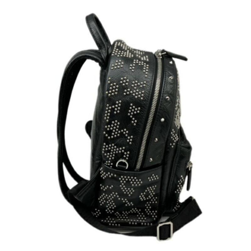 MCM Visetos Black Leather Backpack Bag (Pre-Owned)