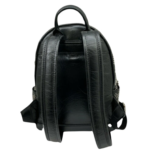 MCM Visetos Black Leather Backpack Bag (Pre-Owned)