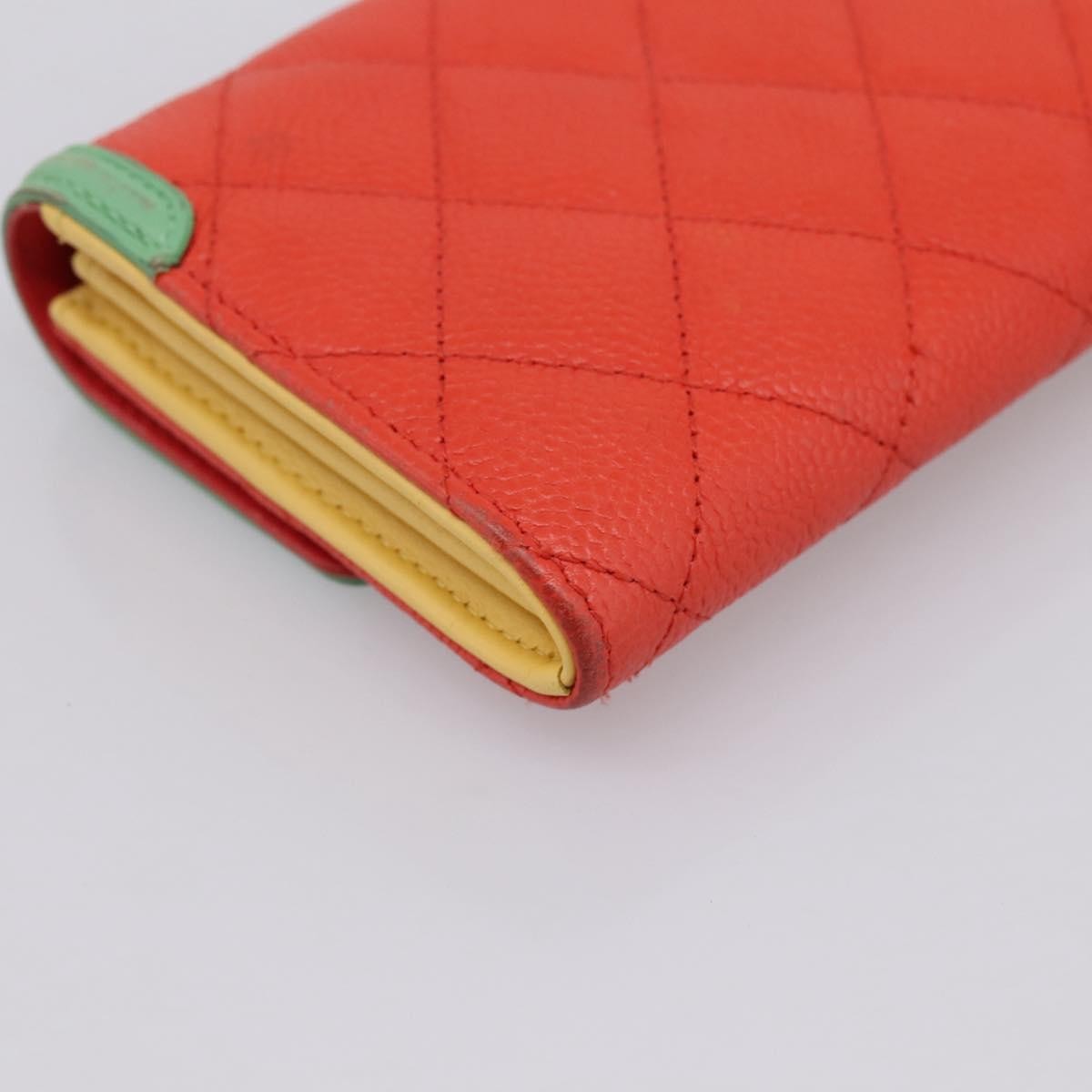 Chanel Filigree Flap Quilted Caviar Red Leather Wallets Accessory (Pre-Owned)
