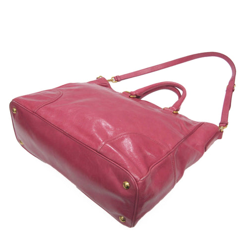 Prada Vitello Pink Leather Tote Bag (Pre-Owned)