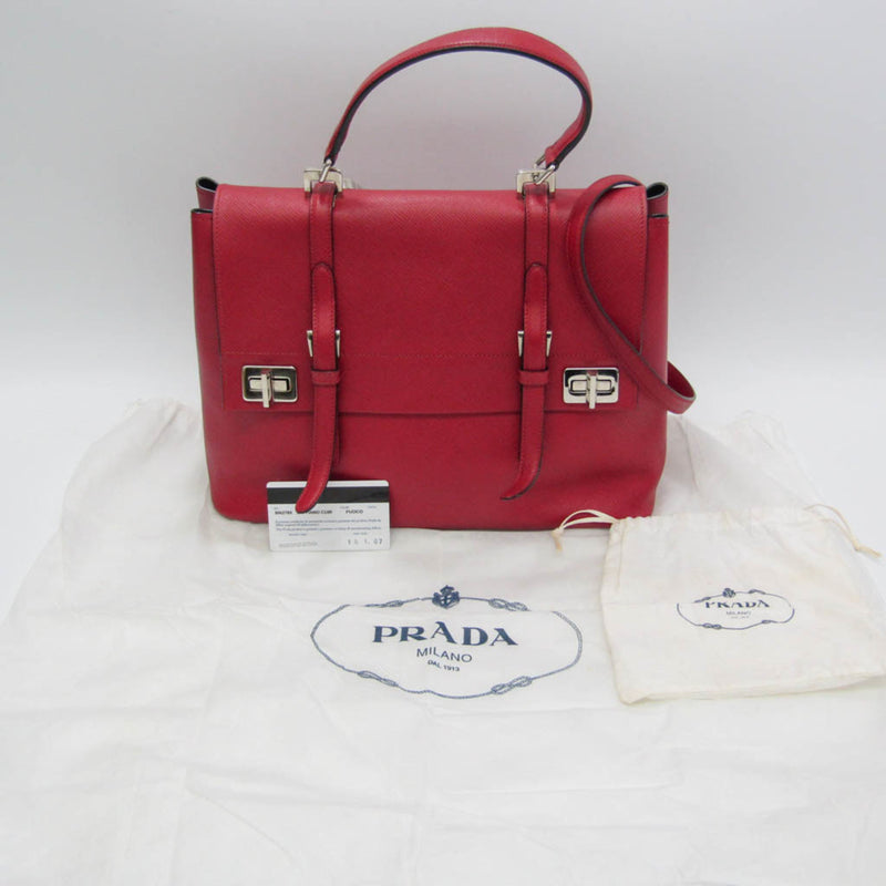 Prada Saffiano Red Leather Tote Bag (Pre-Owned)