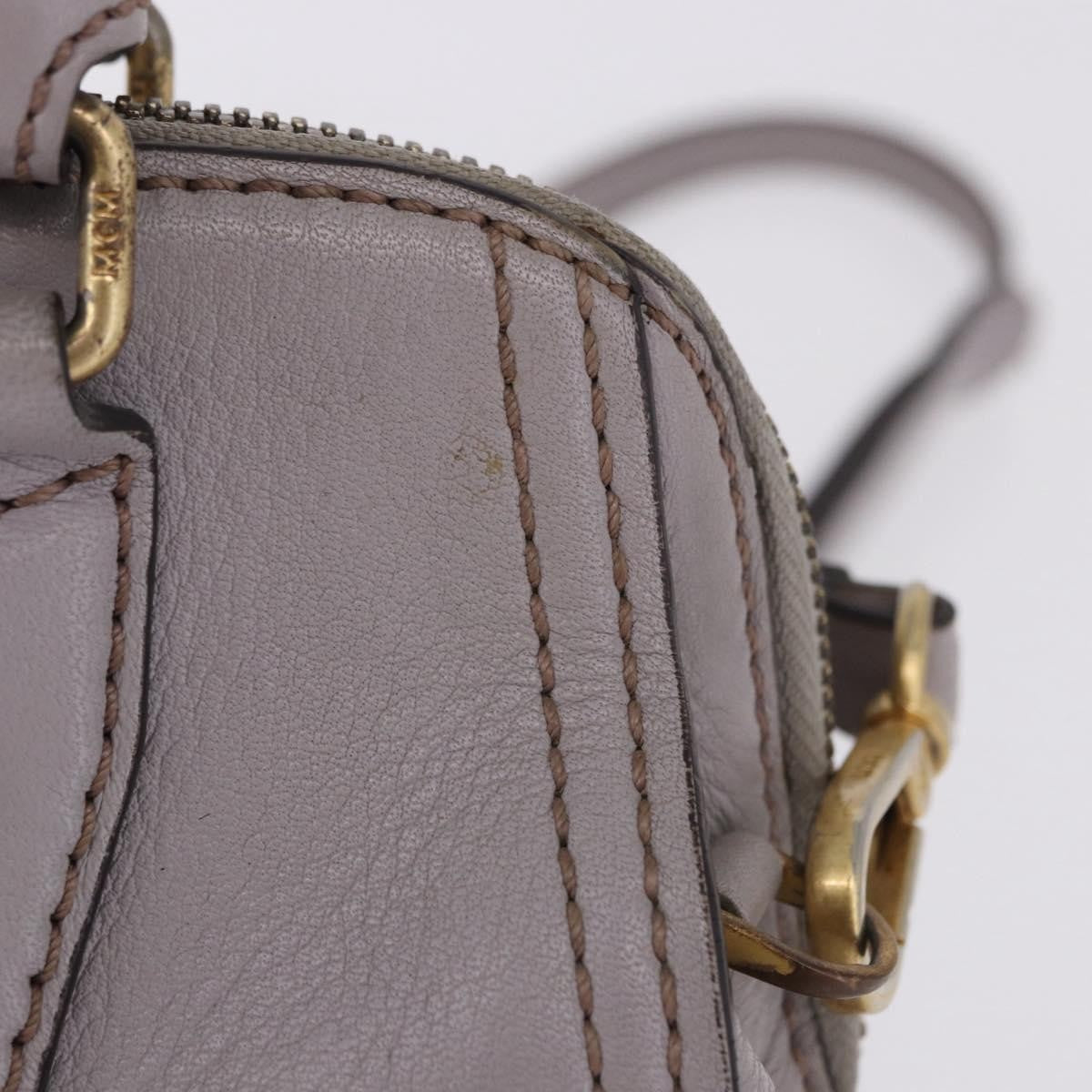 MCM Vintage Leather Gray Leather Handbag (Pre-Owned)
