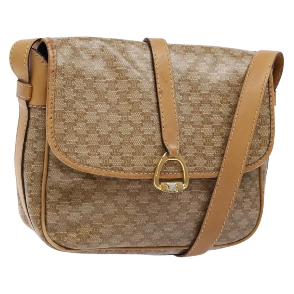 Celine Macadam Shoulder Pvc Leather Beige Canvas Bag (Pre-Owned)