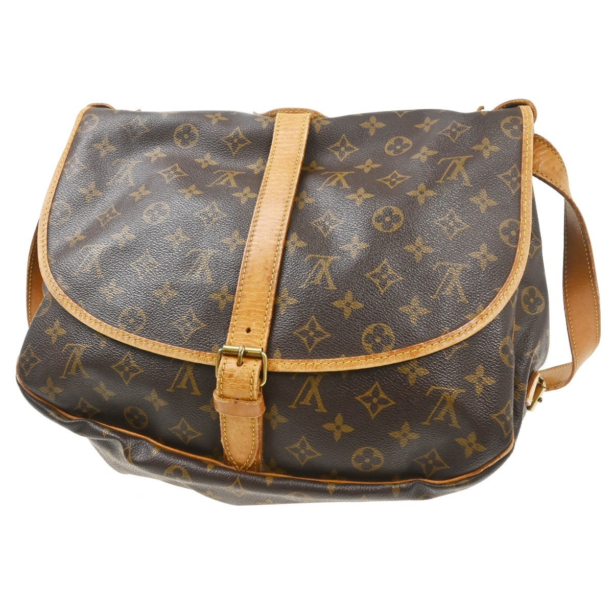 Louis Vuitton Saumur Monogram Canvas Brown Canvas Shoulder Bag Bag (Pre-Owned)