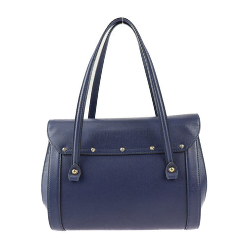 Gucci Bamboo Navy Leather Tote Bag (Pre-Owned)