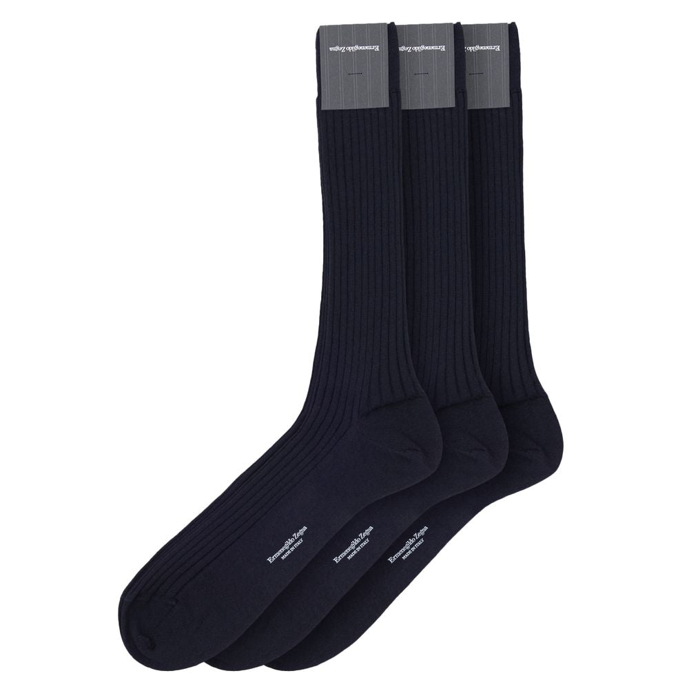 ZEGNA Navy Blue Wool Men's Socks