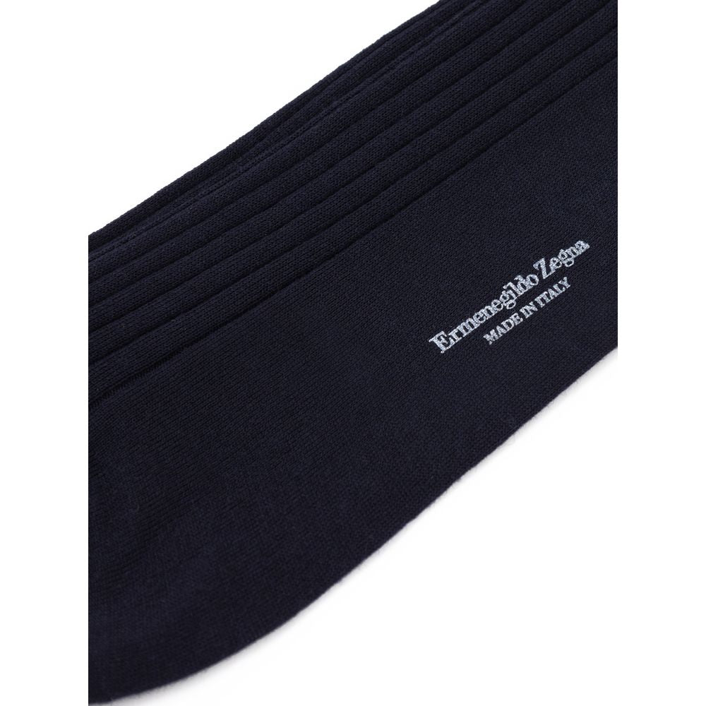 ZEGNA Navy Blue Wool Men's Socks