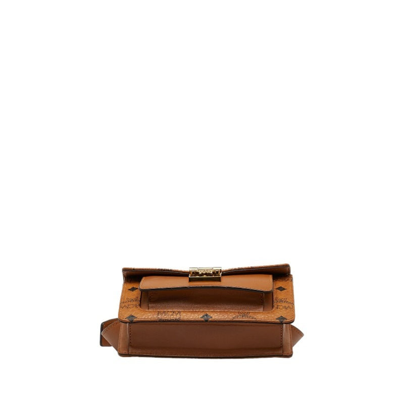 MCM Visetos Brown Leather Clutch Bag (Pre-Owned)