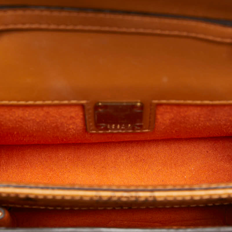 MCM Visetos Brown Leather Clutch Bag (Pre-Owned)