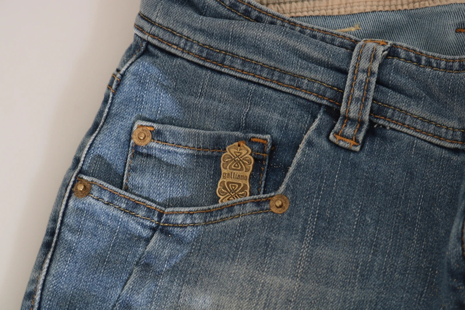 John Galliano Blue Washed Mid Waist Skinny Casual Denim Women's Pants