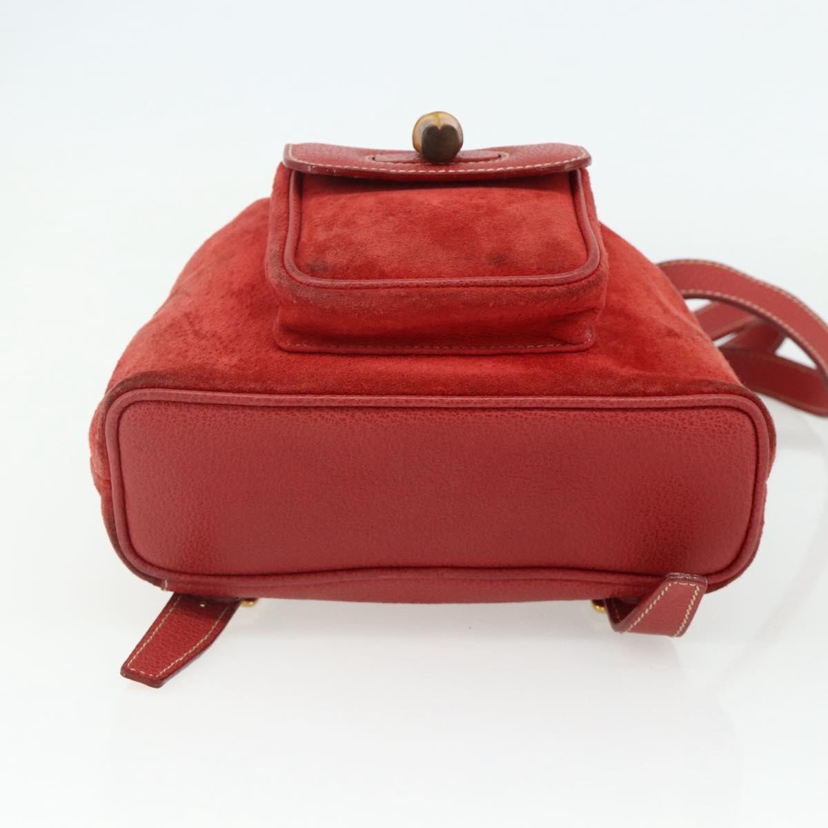 Gucci Gucci Bamboo Daim Red Suede Backpack Bag (Pre-Owned)