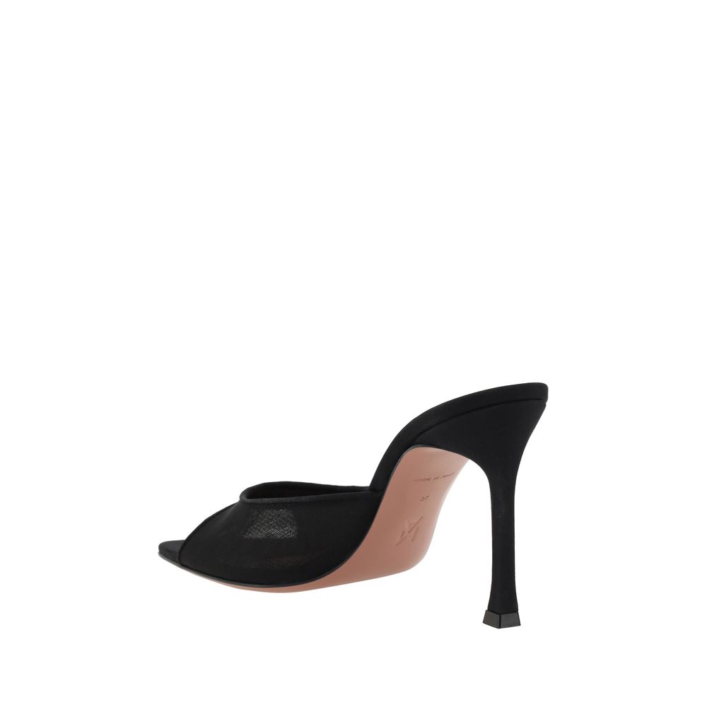 Amina Muaddi Black Nylon Stiletto Heel Women's Sandals