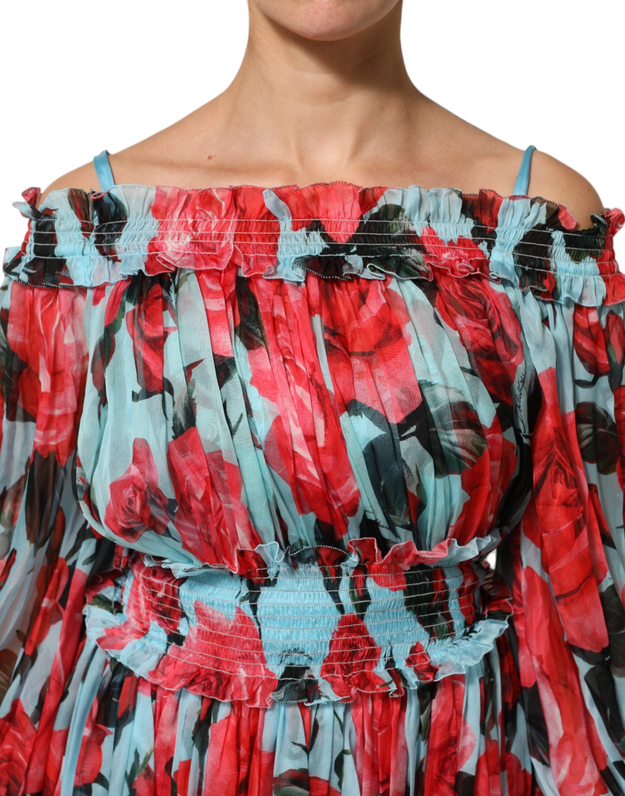 Dolce & Gabbana Multicolor Romantic Floral Silk Chiffon Women's Dress