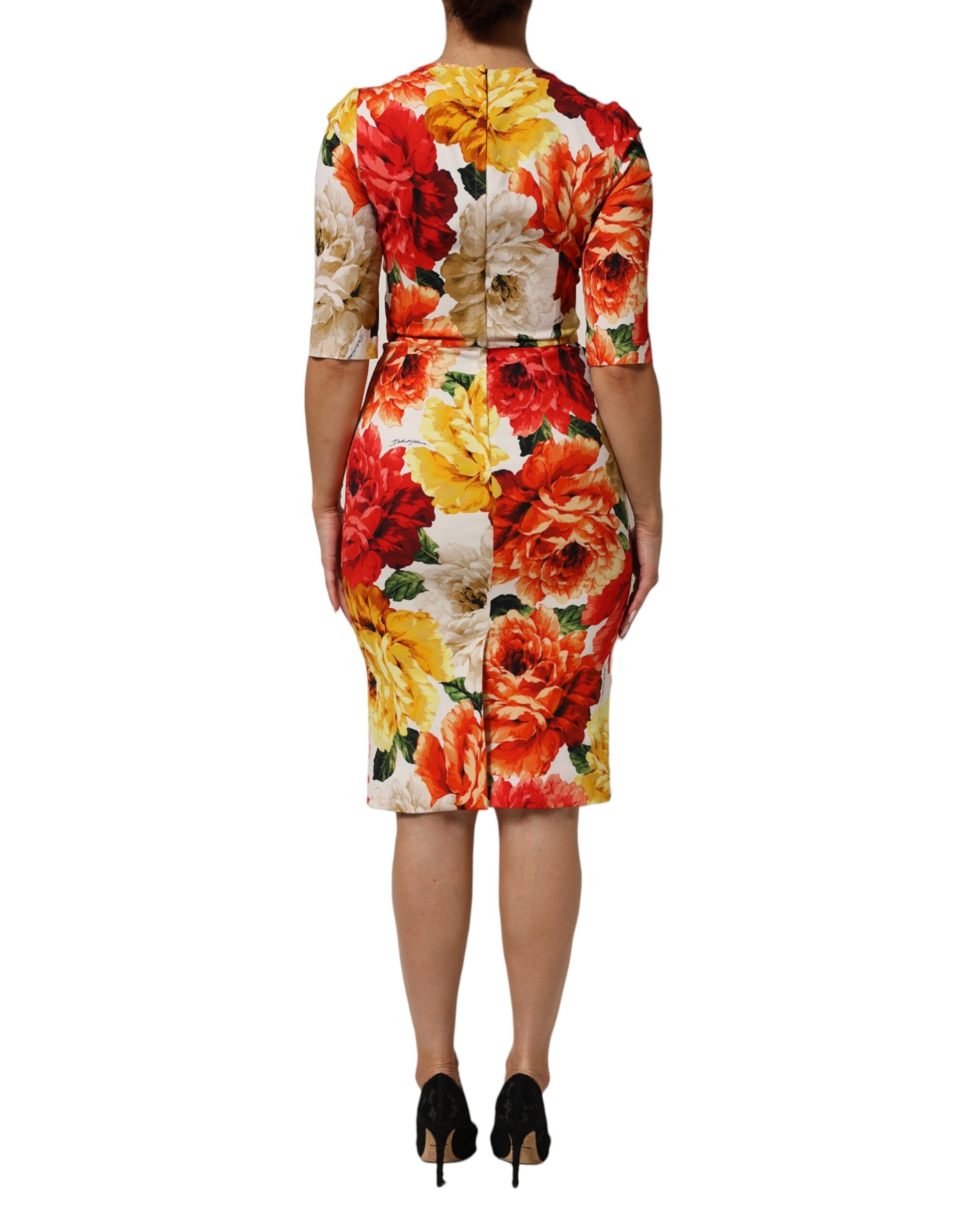 Dolce & Gabbana Multicolor Floral Print Viscose Sheath Women's Dress
