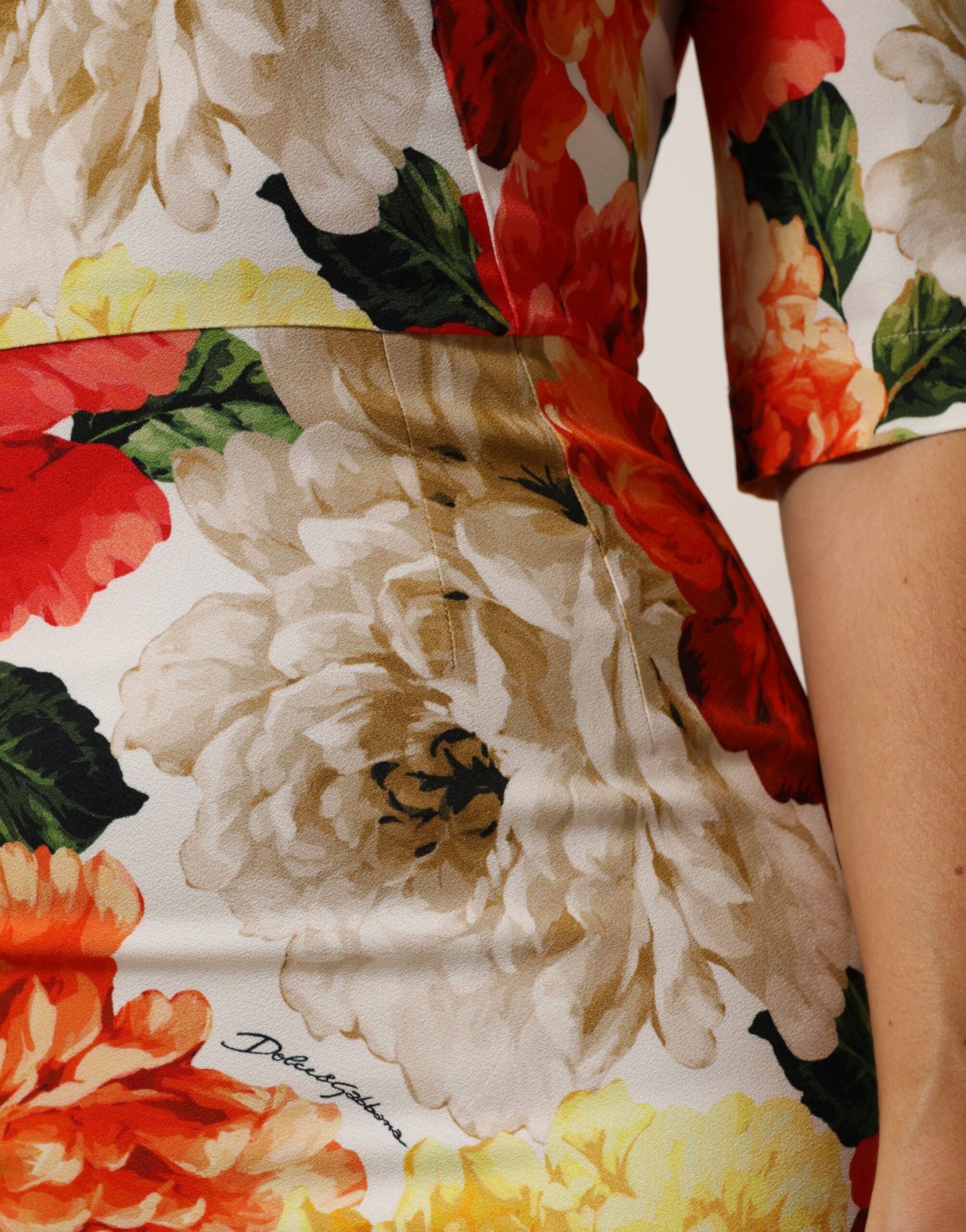 Dolce & Gabbana Multicolor Floral Print Viscose Sheath Women's Dress