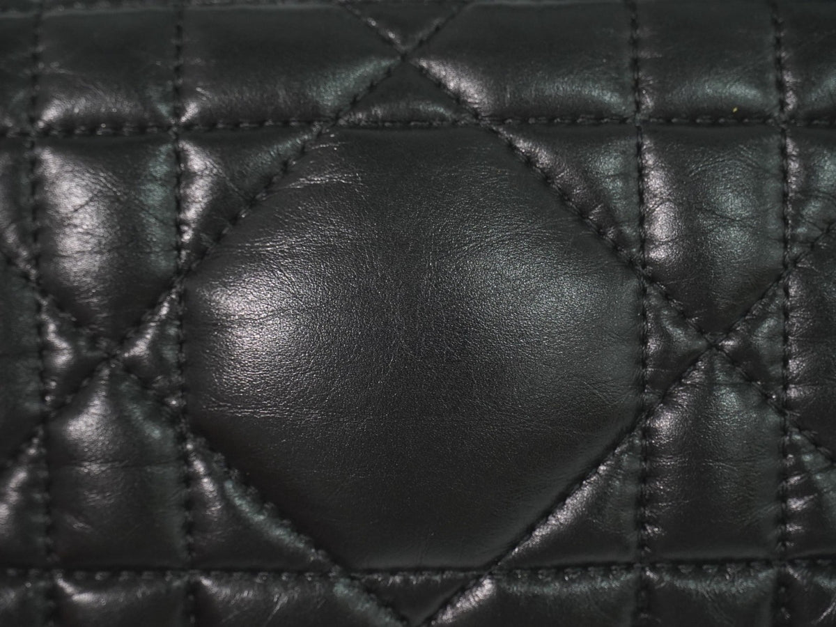 Christian Dior Diortravel Nomad Macrocannage Quilt Calfskin Black Leather Clutche & Pouche Bag (Pre-Owned)