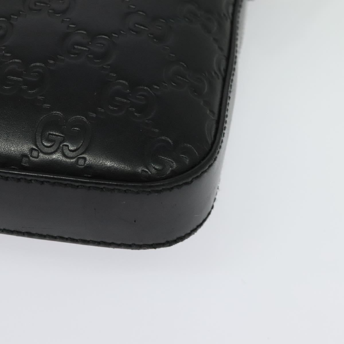 Gucci Signature Zip Messenger Guccissima Leather Black Leather Shoulder Bag Bag (Pre-Owned)