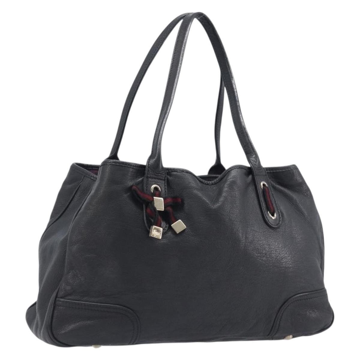 Gucci Princy Leather Black Leather Tote Bag Bag (Pre-Owned)