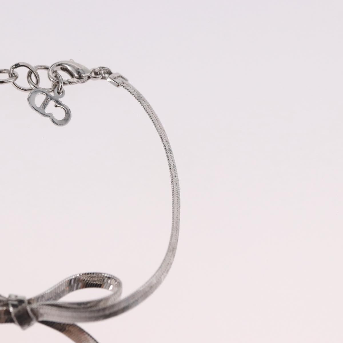 Christian Dior Vintage Ribbon Bow Snake Chain Metal Silver Metal Bracelet Jewelry (Pre-Owned)
