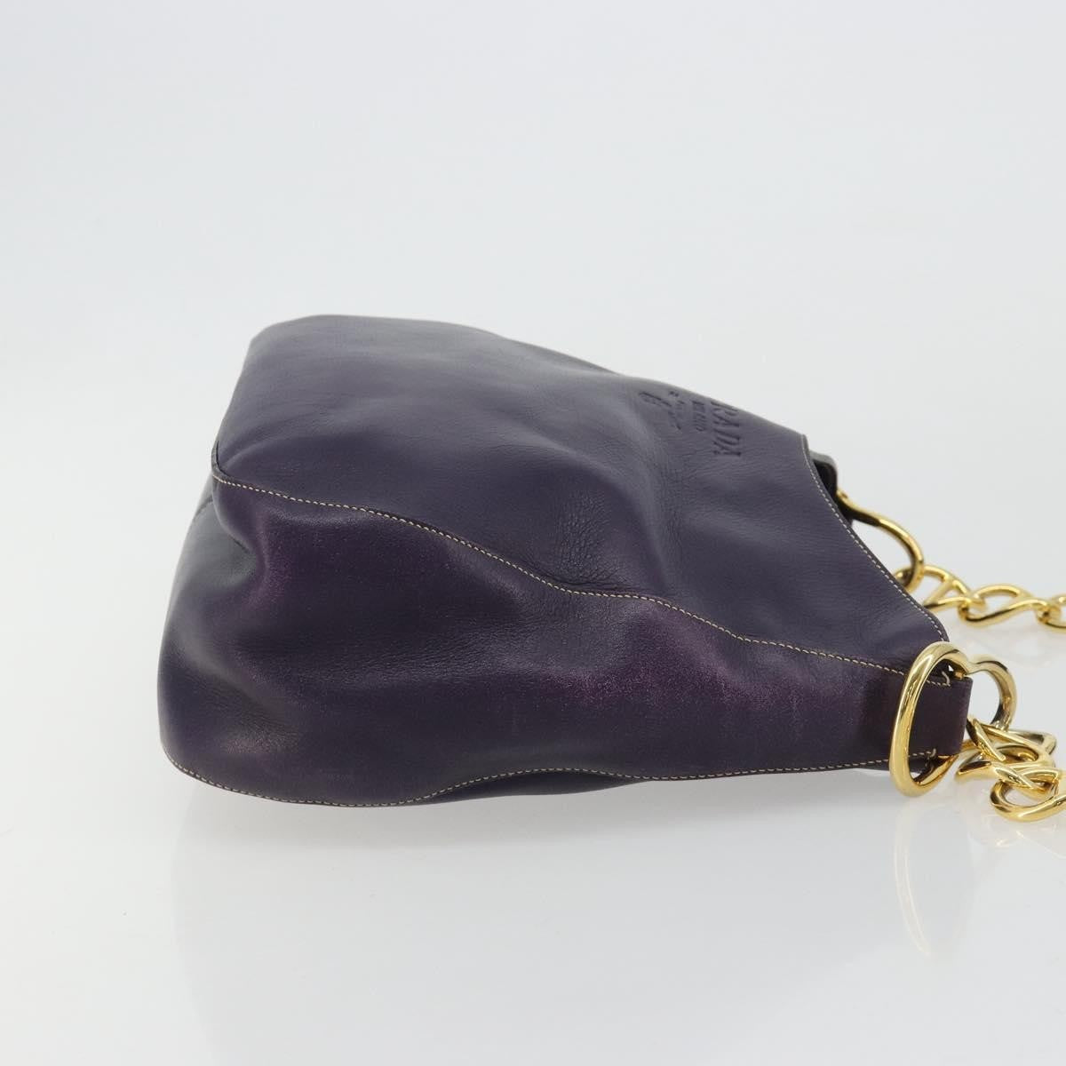 Prada Chain Leather Purple Leather Handbag (Pre-Owned)