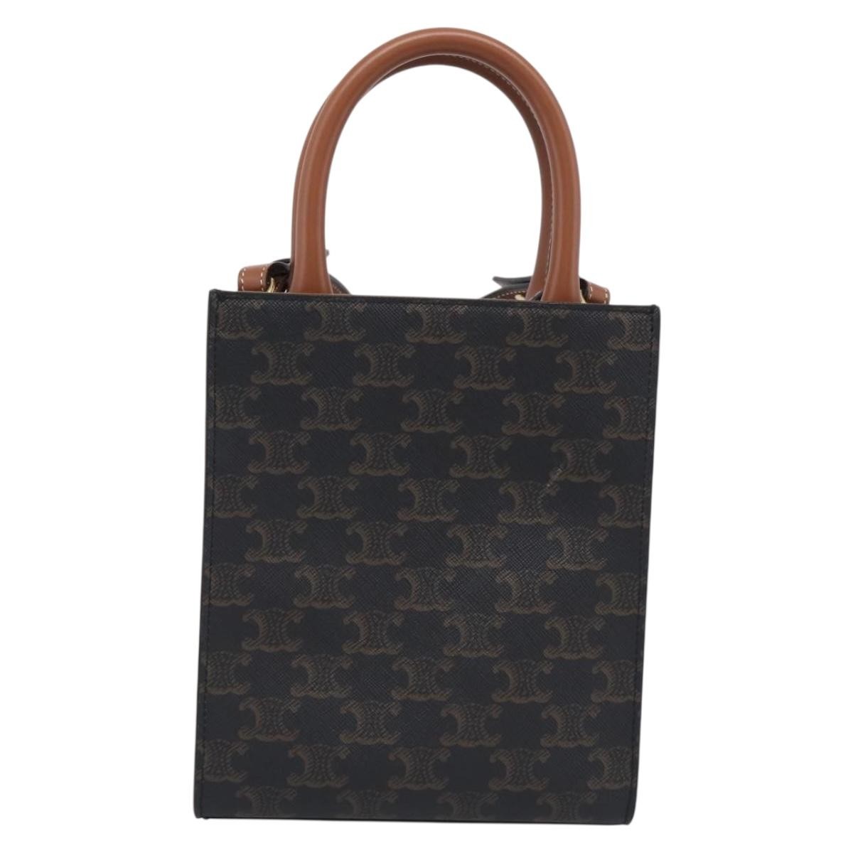 Celine Vertical Cabas Triomphe Coated Canvas Brown Canvas Tote Bag Bag (Pre-Owned)