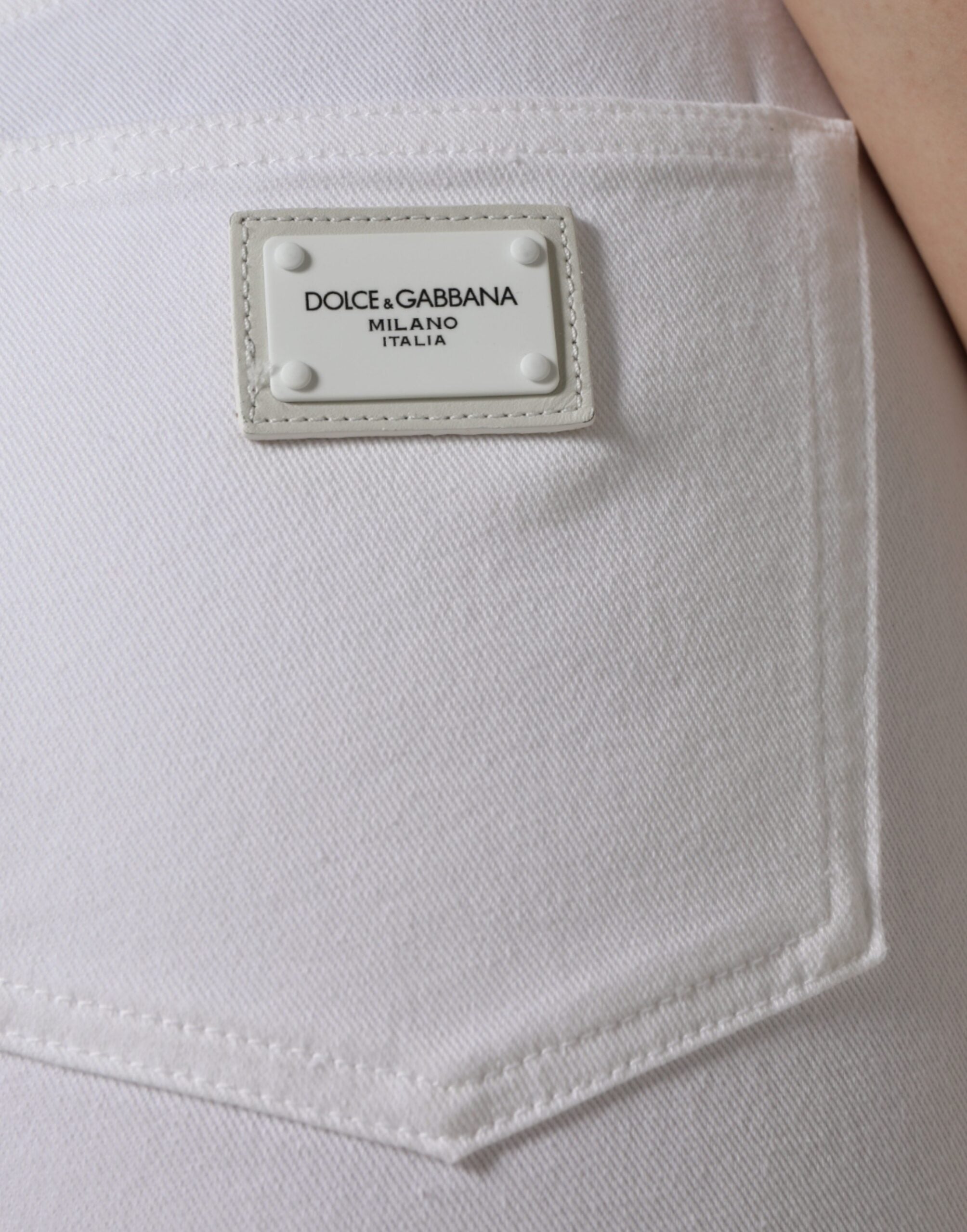 Dolce & Gabbana White AUDREY Cotton Logo Skinny Denim Women's Jeans