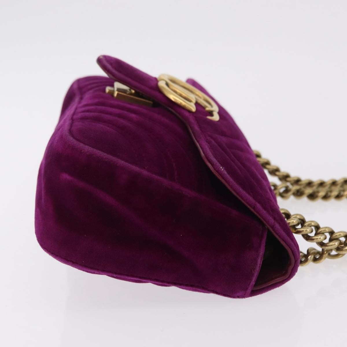 Gucci Gg Marmont Matelassé Velvet Purple Velvet Shoulder Bag Bag (Pre-Owned)