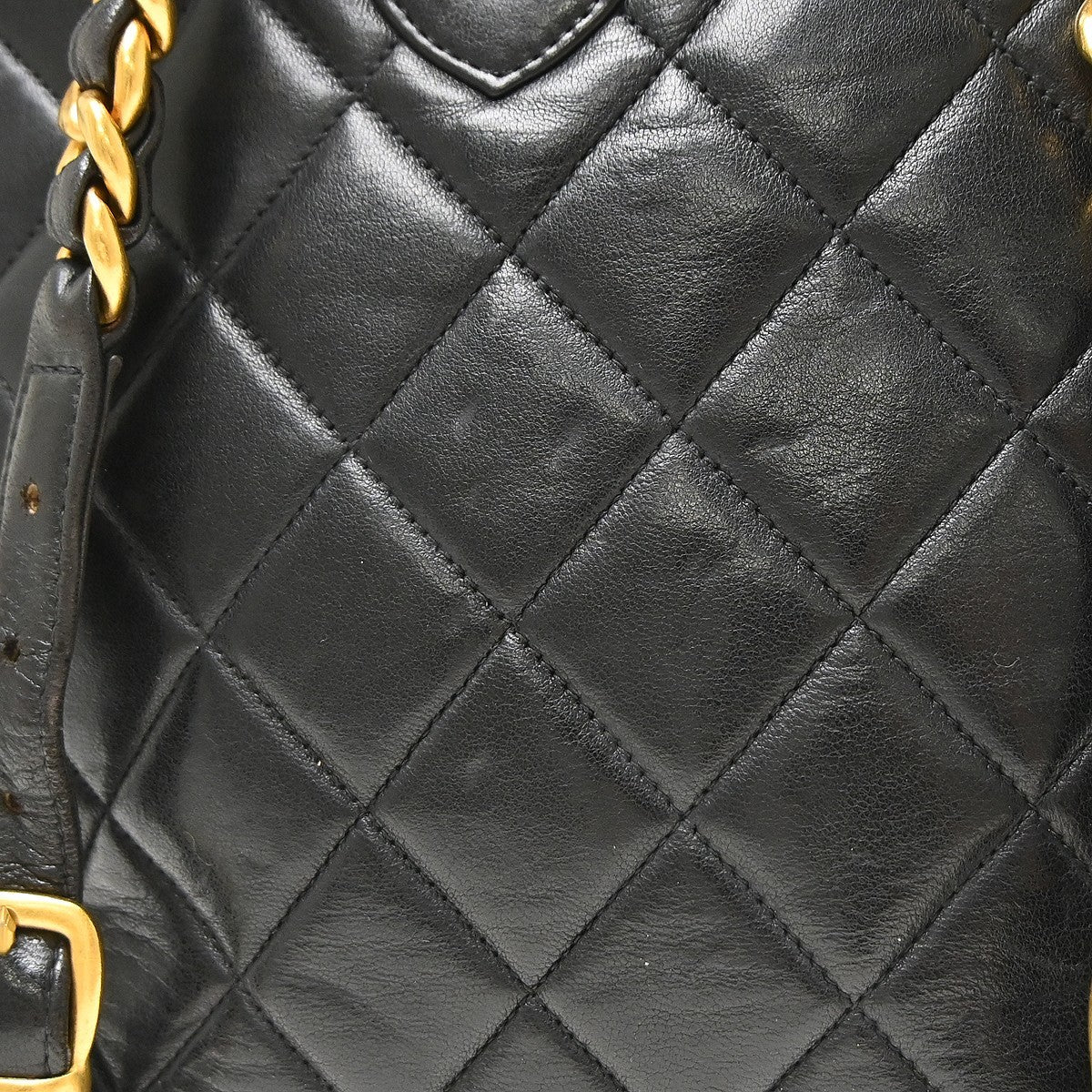 Chanel Duma Drawstring Quilted Leather Black Leather Backpack Bag (Pre-Owned)
