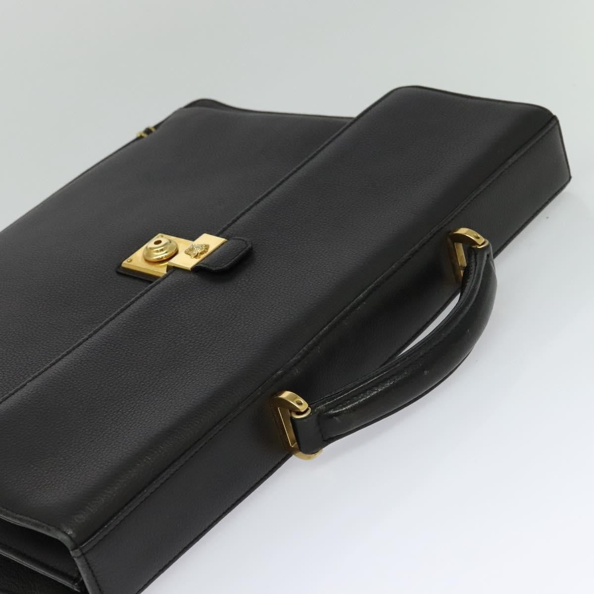 Versace Vintage Leather Black Leather Briefcase Bag (Pre-Owned)