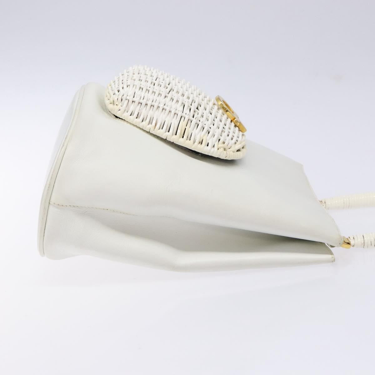 Salvatore Ferragamo Vintage Gancini Convertible Top Handle Leather White Leather Handbag (Pre-Owned)