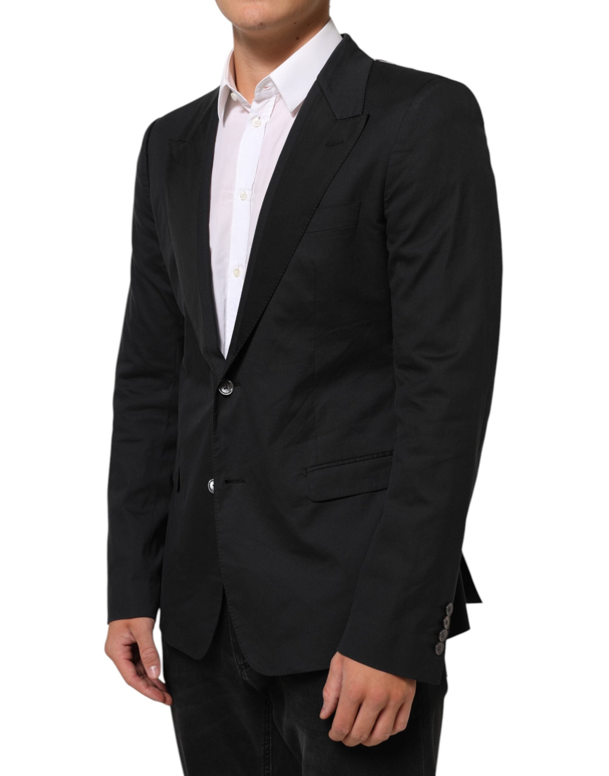 Dolce & Gabbana Black Cotton 2 Buttons Suit Jacket Men's Blazer