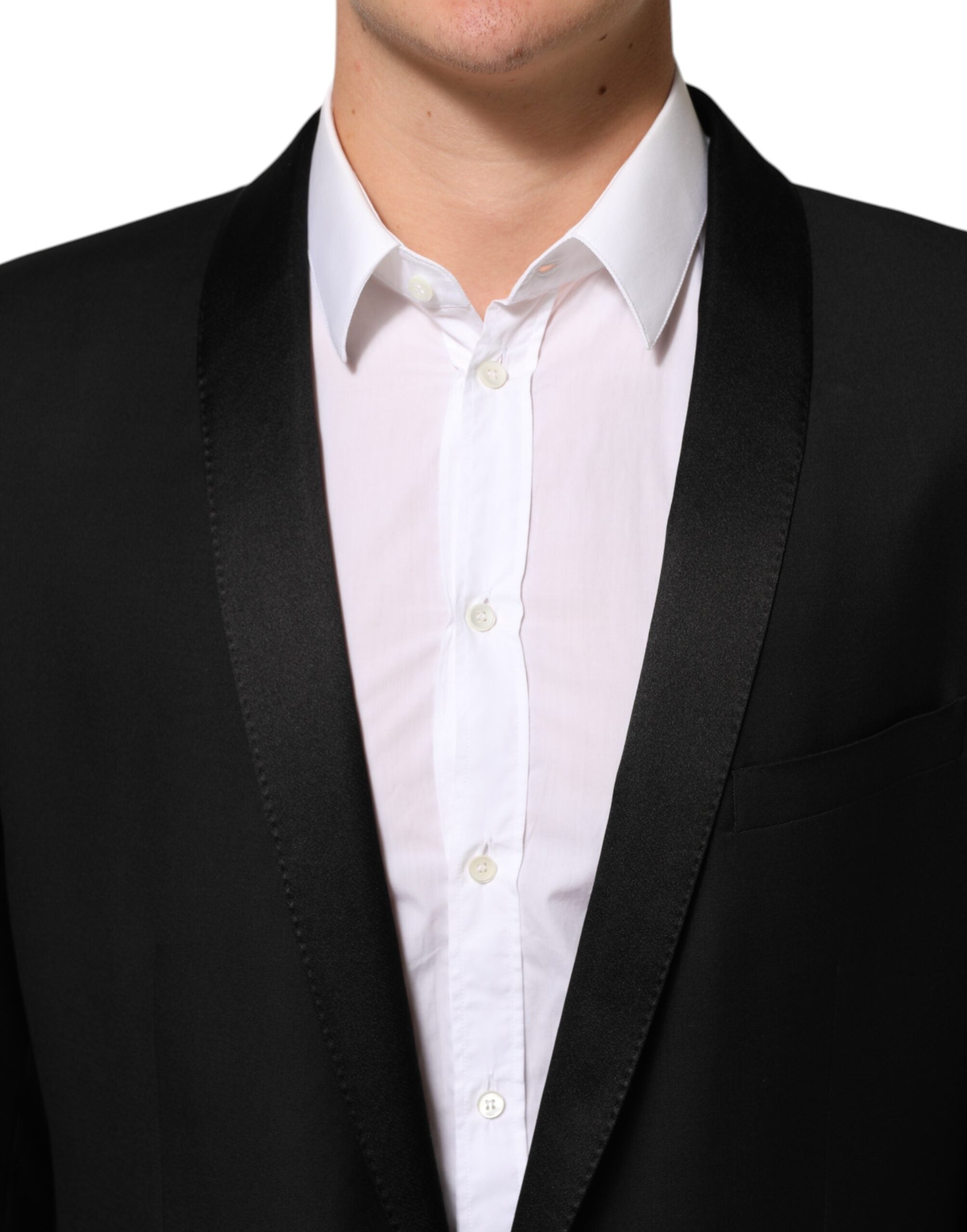 Dolce & Gabbana Black Wool GOLD 1 Button Men Suit Men's Blazer