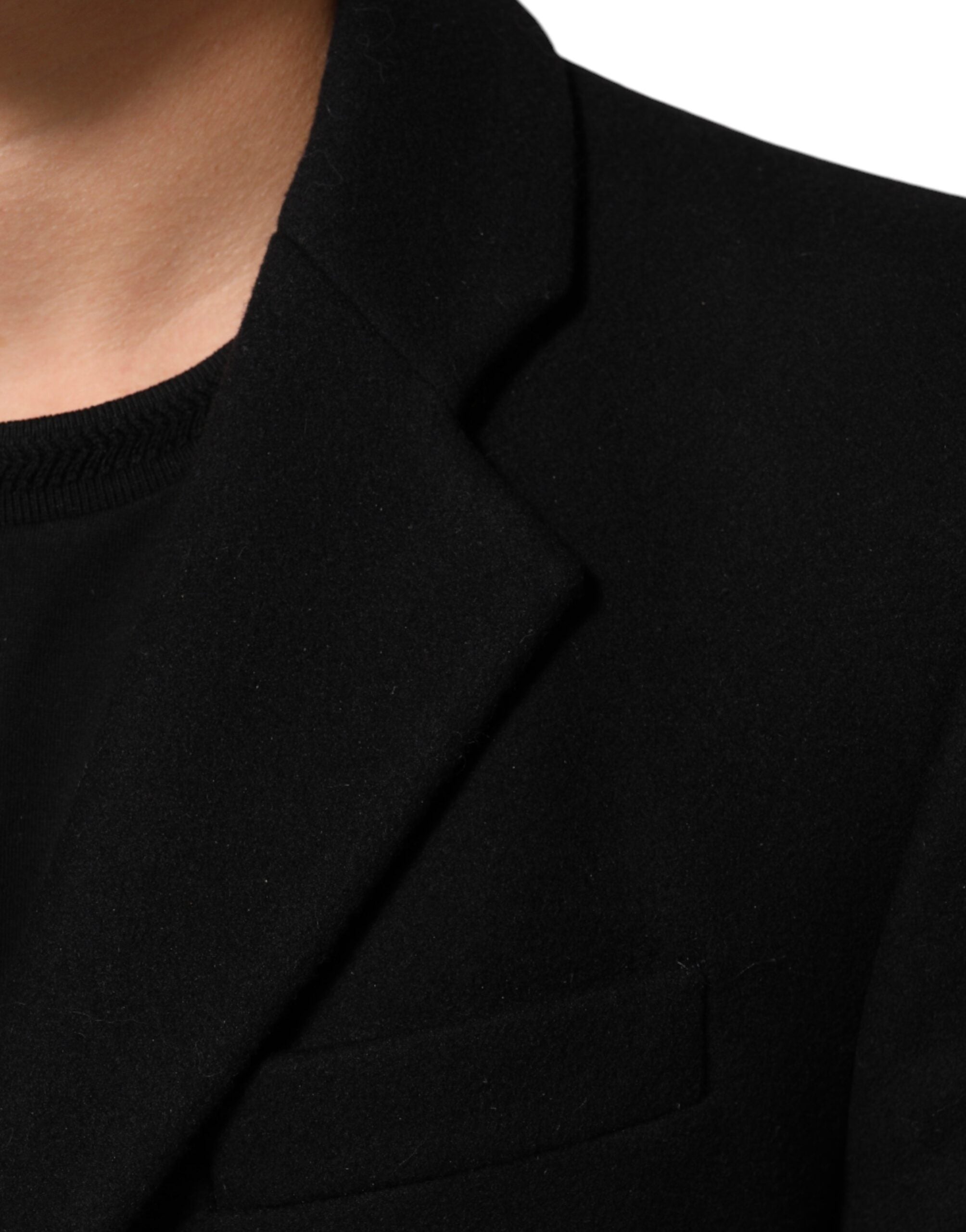 Dolce & Gabbana Black Wool Buttoned Men Trench Coat Men's Jacket (Pre-Owned)