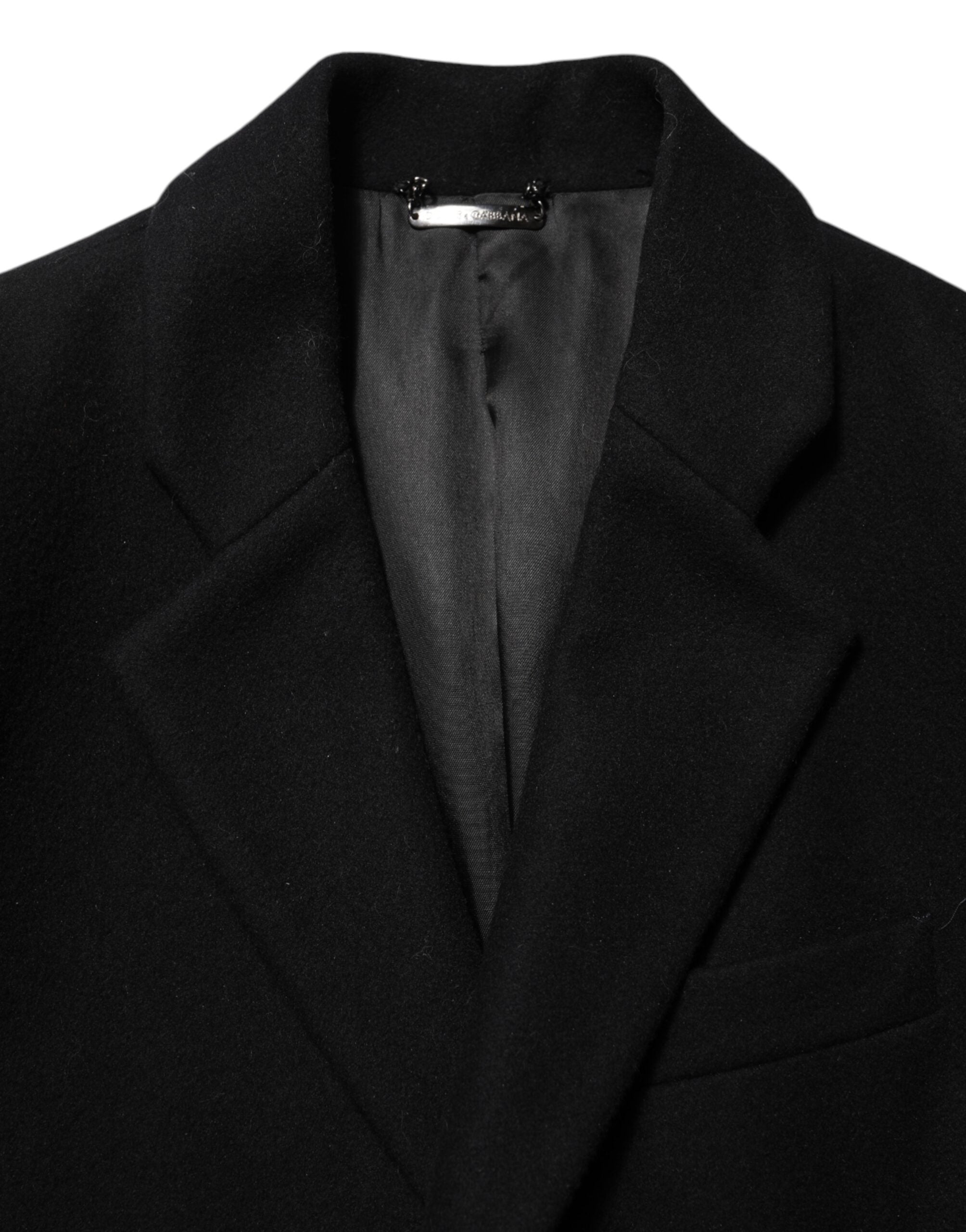 Dolce & Gabbana Black Wool Buttoned Men Trench Coat Men's Jacket (Pre-Owned)
