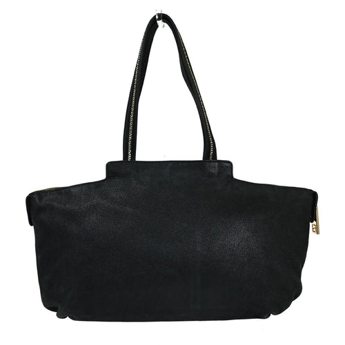 Fendi Ff Black Leather Handbag (Pre-Owned)