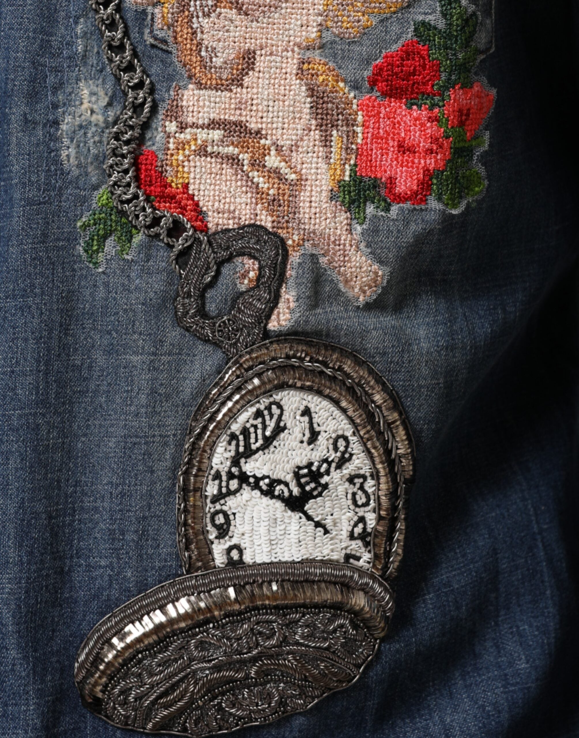 Dolce & Gabbana Blue Angel Patch Denim Buttoned Down Men Men's Shirt