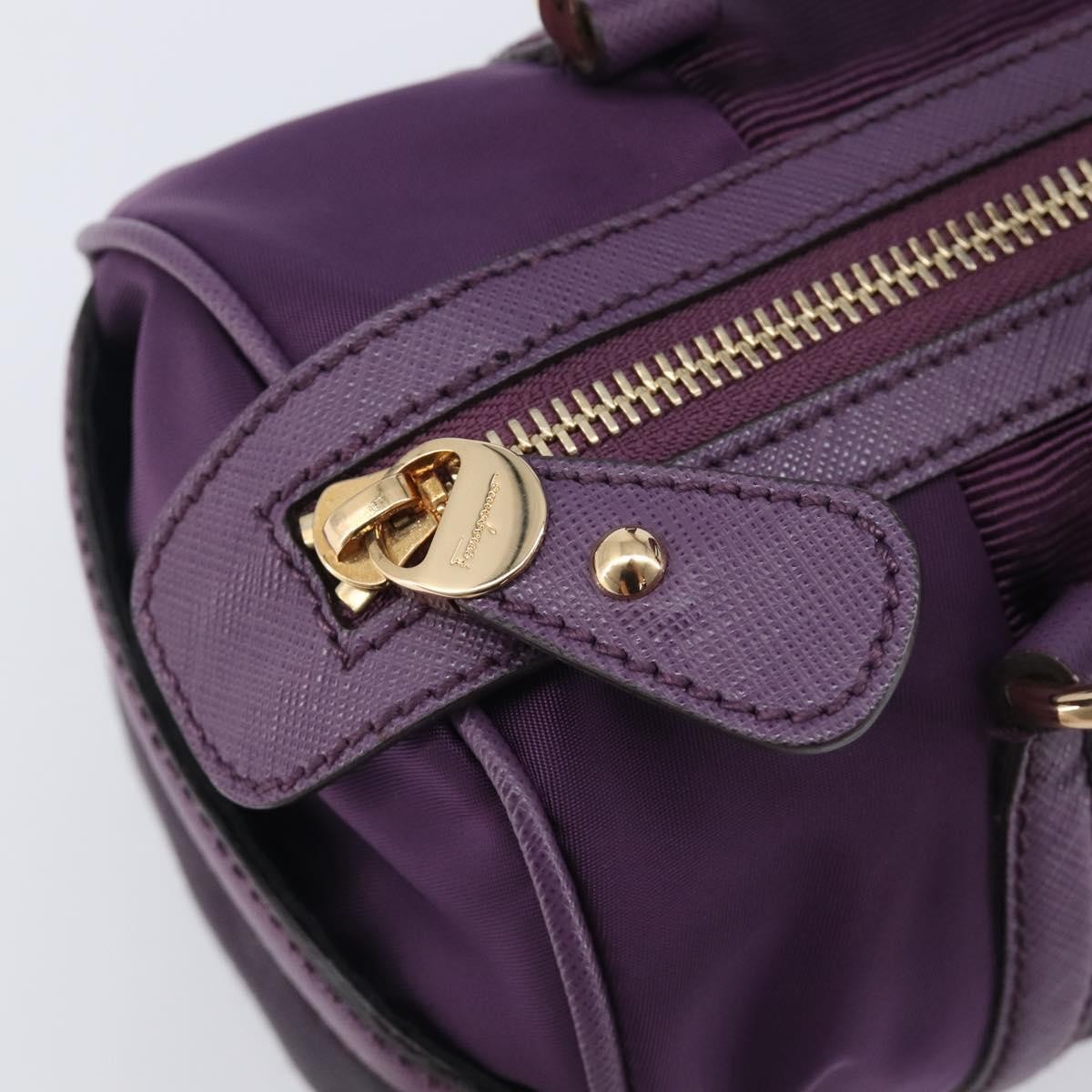 Salvatore Ferragamo Vara Bow Cylinder Bag Nylon Purple Nylon Shoulder Bag Bag (Pre-Owned)