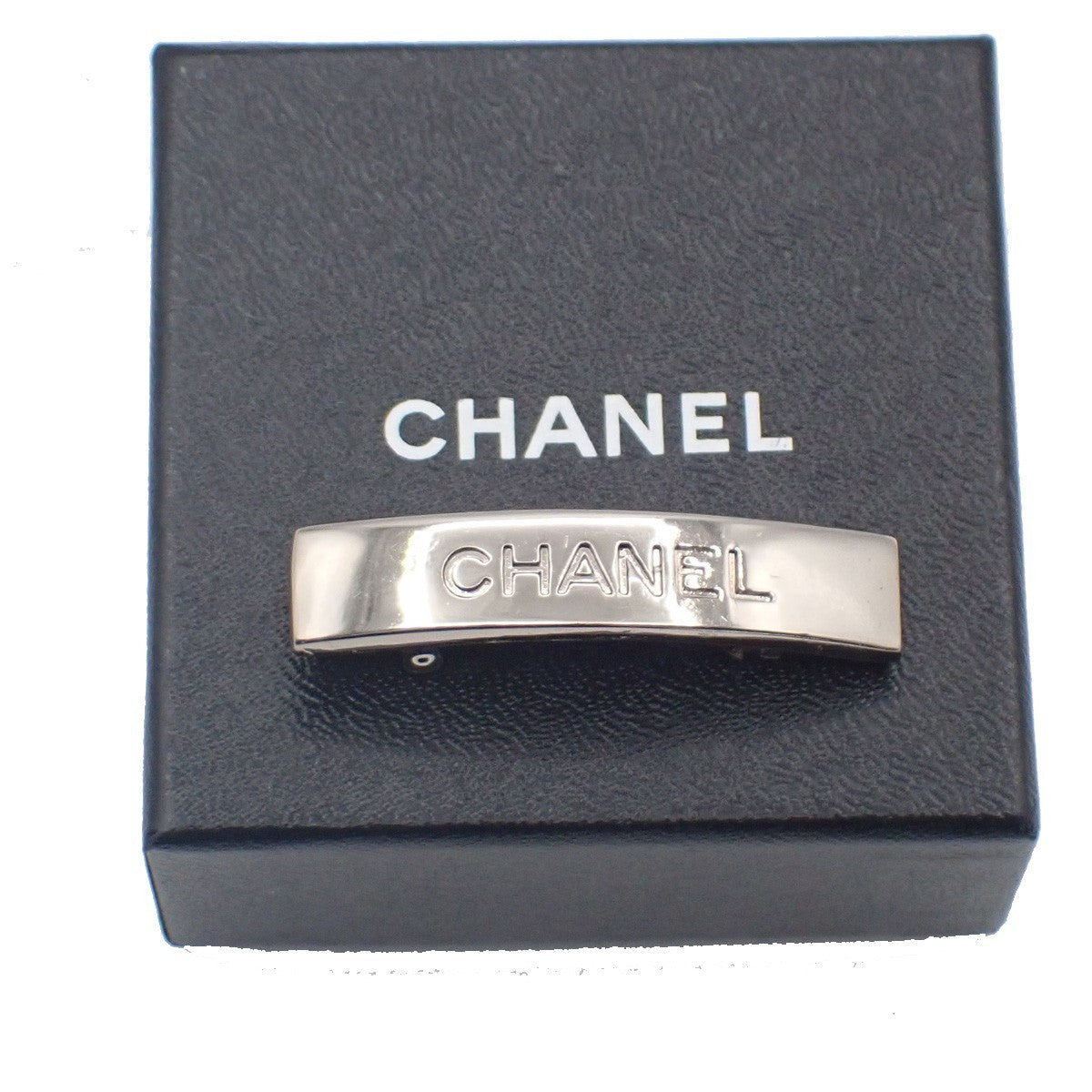 Chanel Logo Hair Barrette Metal Silver Metal Head Accessory Accessory (Pre-Owned)