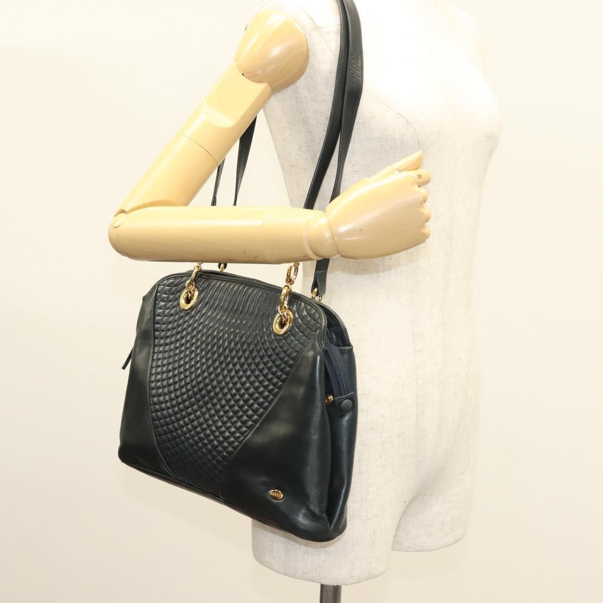Bally Vintage Quilted Leather Black Leather Handbag (Pre-Owned)
