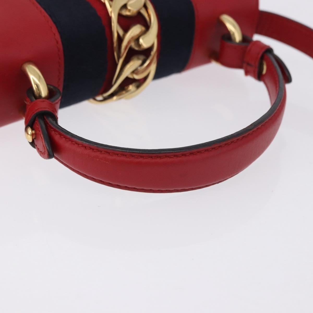 Gucci Sylvie Belt Leather Red Leather Handbag (Pre-Owned)