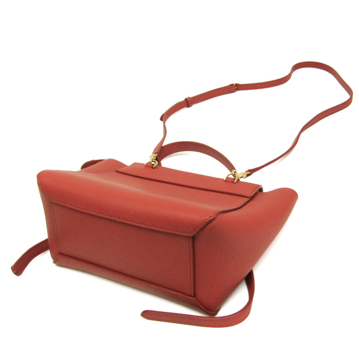 Celine Belt Textured Leather Red Leather Handbag (Pre-Owned)