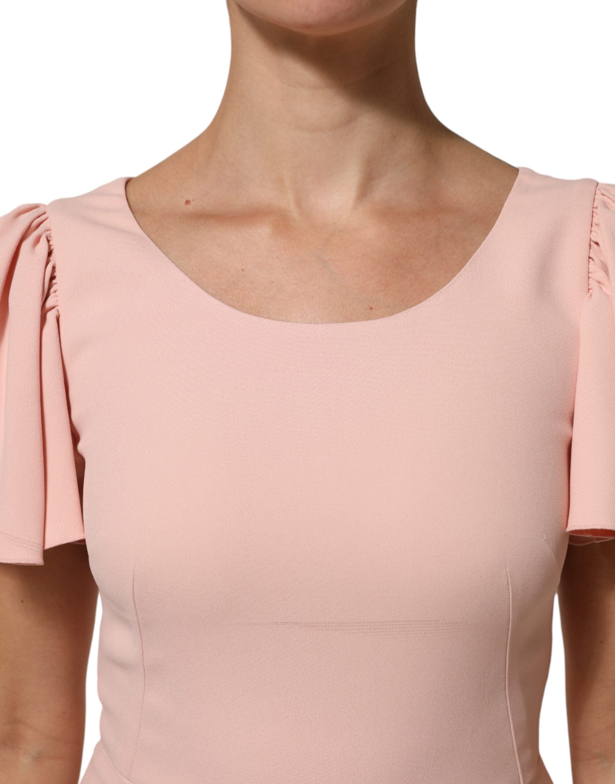 Dolce & Gabbana Pink Viscose Fit Flared Sheath Midi Women's Dress (Pre-Owned)
