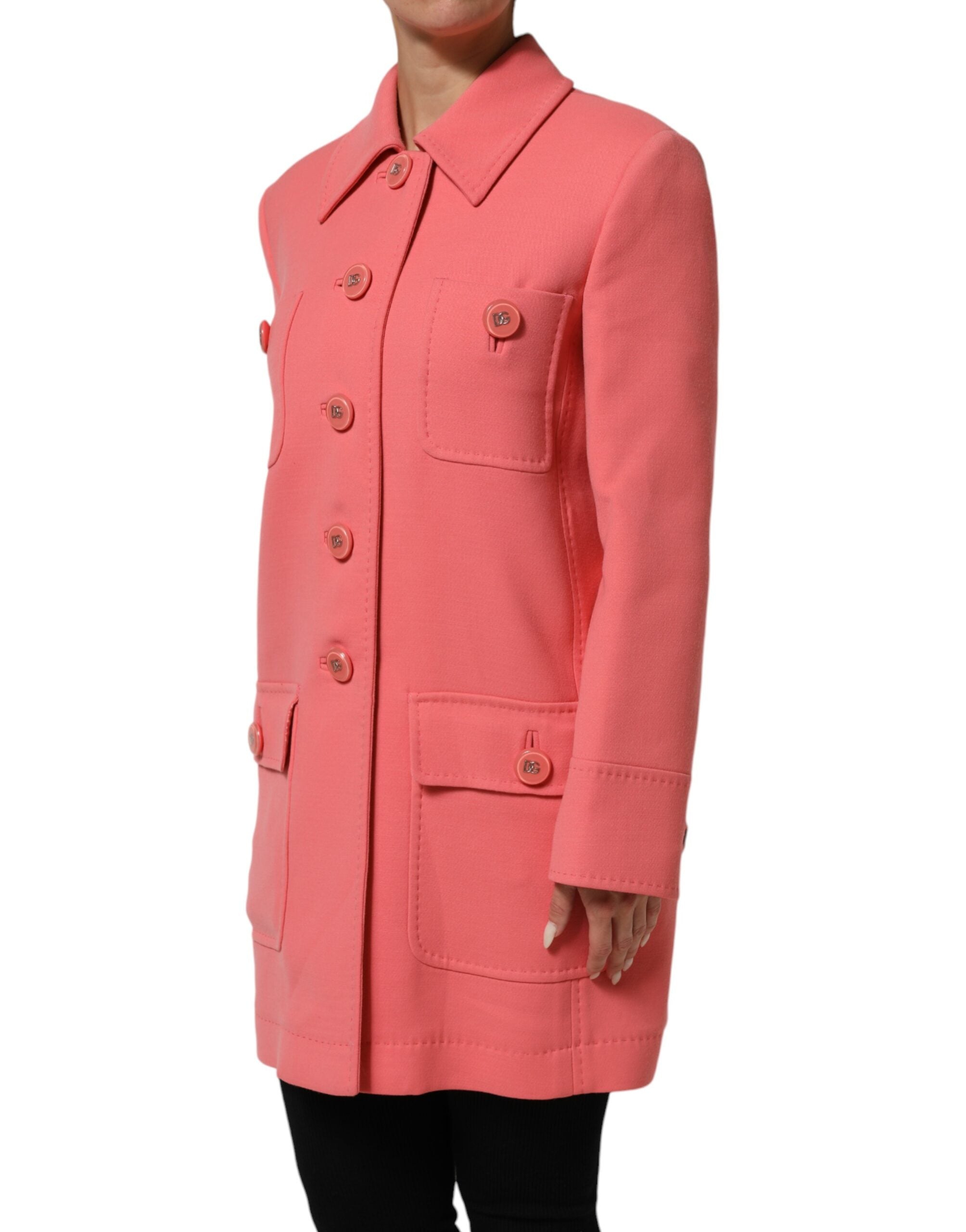 Dolce & Gabbana Pink Buttoned Down Trench Coat Women's Jacket (Pre-Owned)