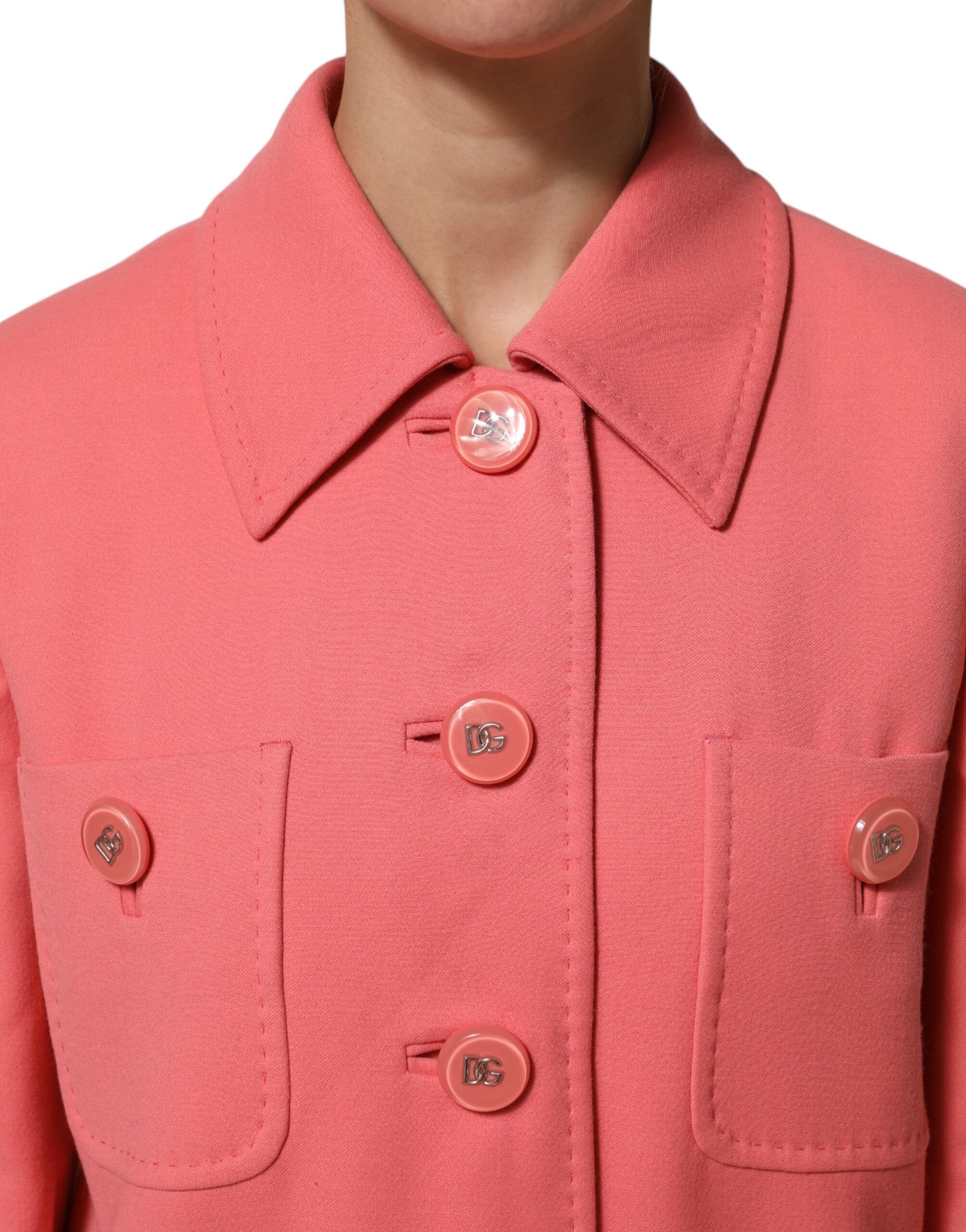 Dolce & Gabbana Pink Buttoned Down Trench Coat Women's Jacket (Pre-Owned)