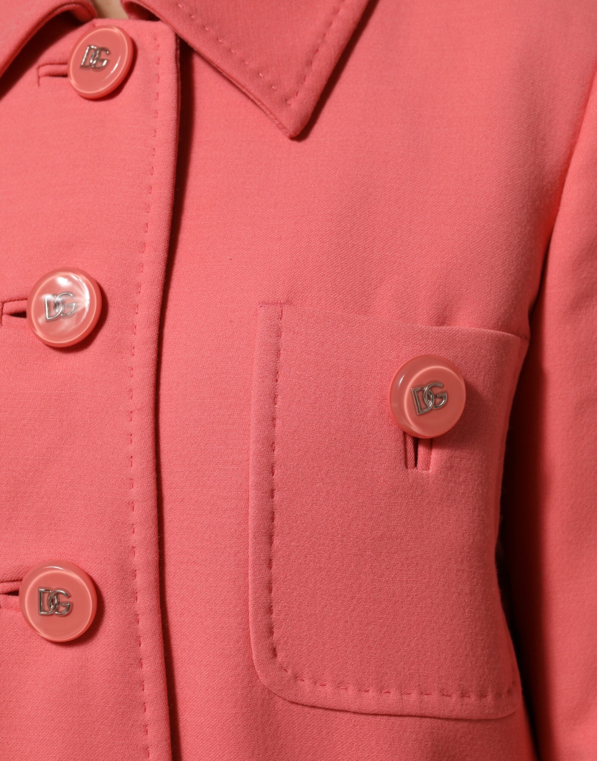 Dolce & Gabbana Pink Buttoned Down Trench Coat Women's Jacket (Pre-Owned)