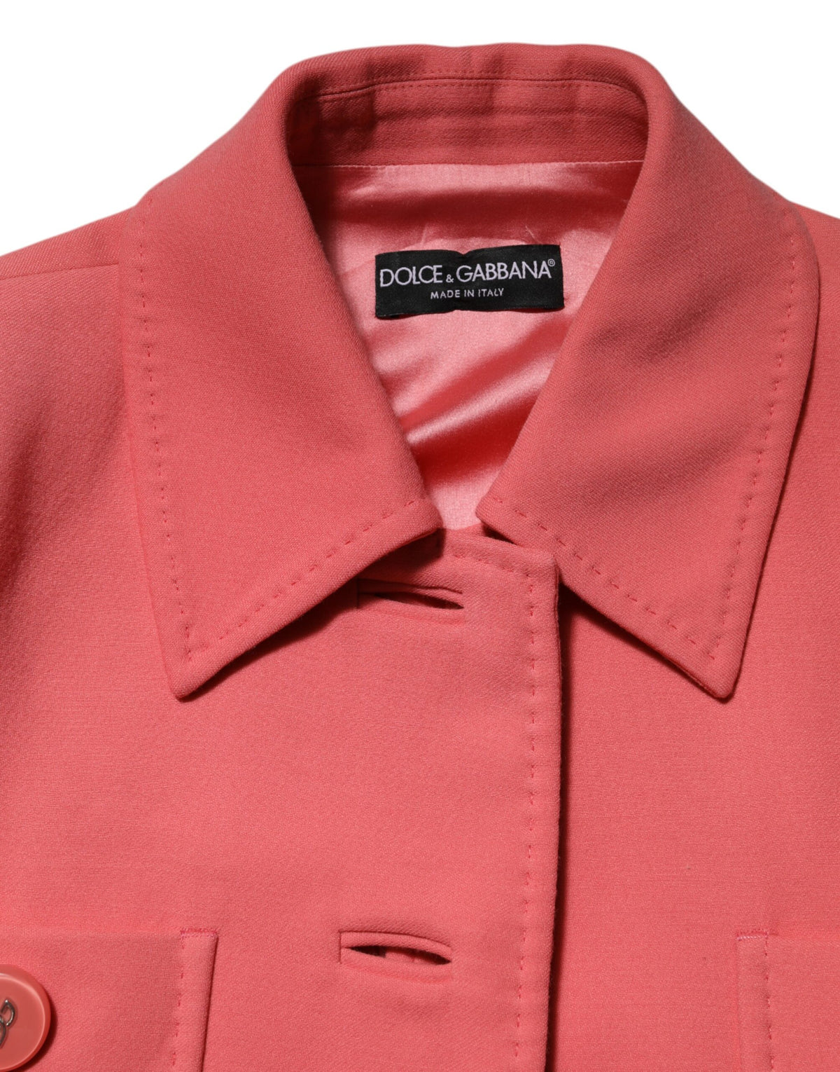 Dolce & Gabbana Pink Buttoned Down Trench Coat Women's Jacket (Pre-Owned)