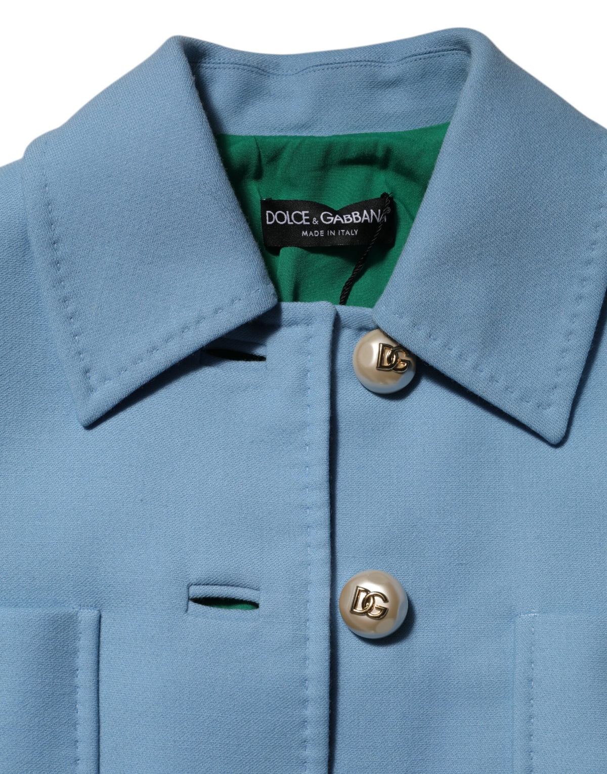 Dolce & Gabbana Blue Buttoned Down Trench Coat Women's Jacket