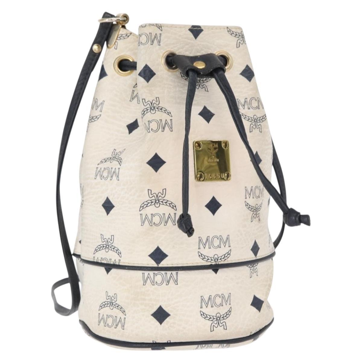 MCM Drawstring Leather White Pvc Shoulder Bag Bag (Pre-Owned)