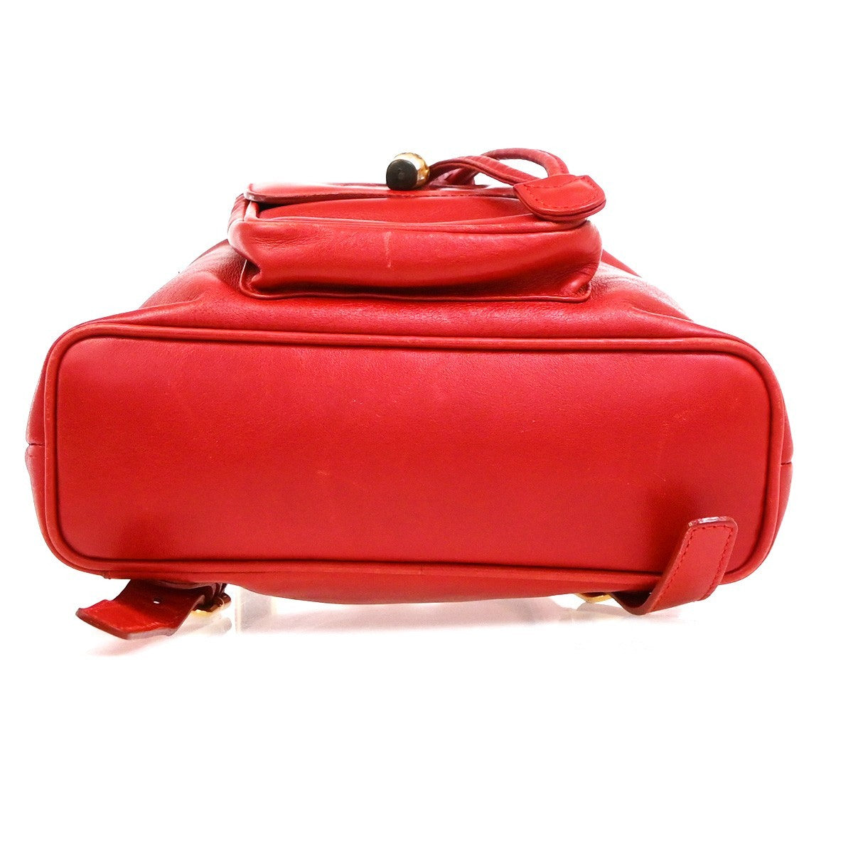 Gucci Vintage Bamboo Leather Red Leather Backpack Bag (Pre-Owned)