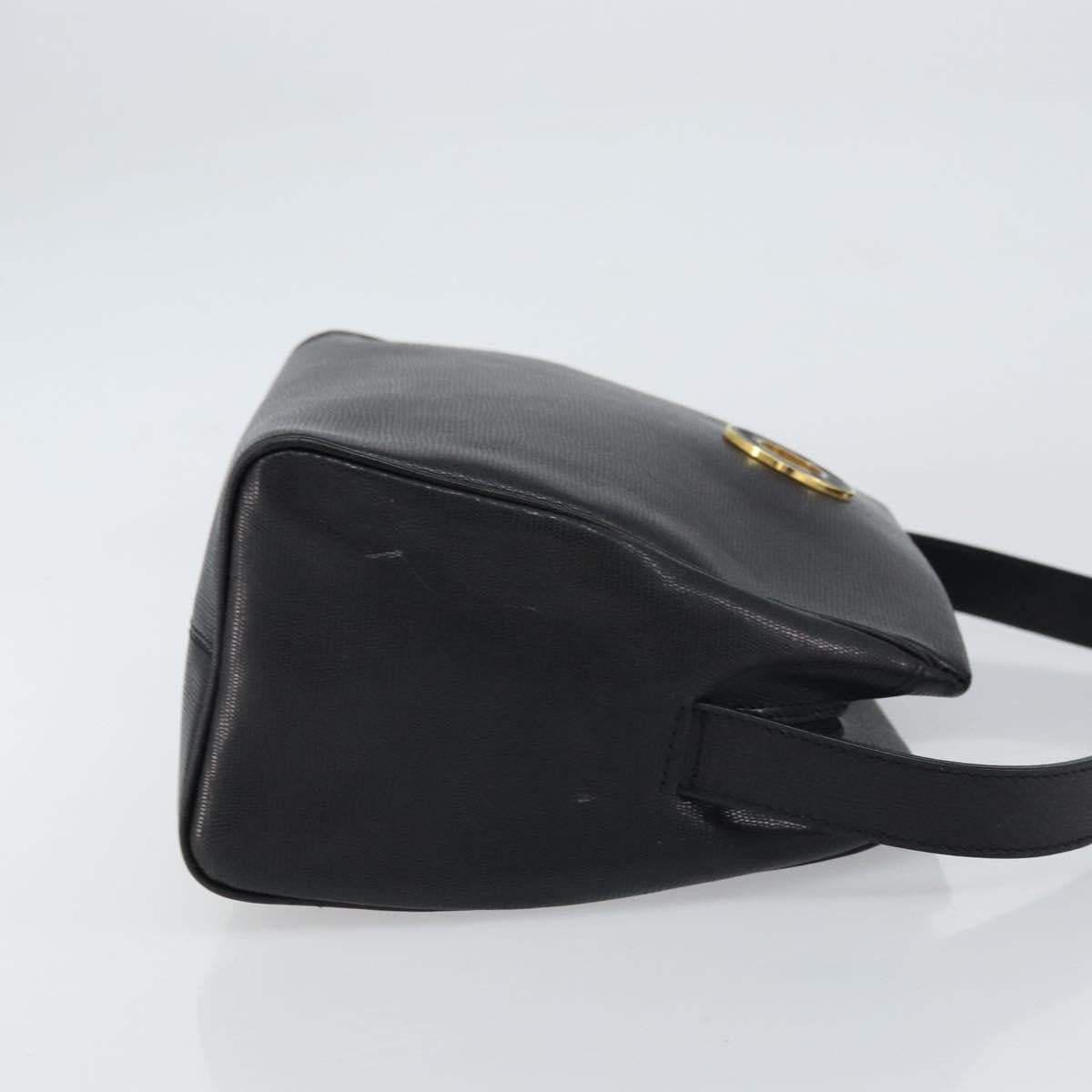 Celine Circle Logo Leather Black Leather Shoulder Bag Bag (Pre-Owned)
